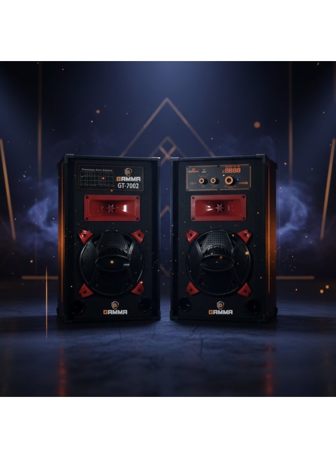 Gamma GT-7002 100W Bluetooth Dual Woofer Speaker System – Powerful Bass, USB, SD Card, Remote Control, Wooden Cabinet - Image 2