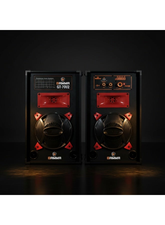 Gamma GT-7002 100W Bluetooth Dual Woofer Speaker System – Powerful Bass, USB, SD Card, Remote Control, Wooden Cabinet - Image 4