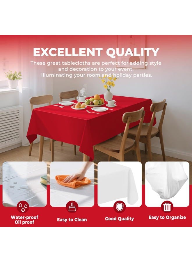 JHDZDHY 6 Pack Premium Disposable Plastic Tablecloth 54" x 108" Party Table Cloths Disposable for 6 to 8 Foot Tables Indoor or Outdoor Parties Birthdays Weddings Christmas Anniversary Buffet Table (Red) - Image 4