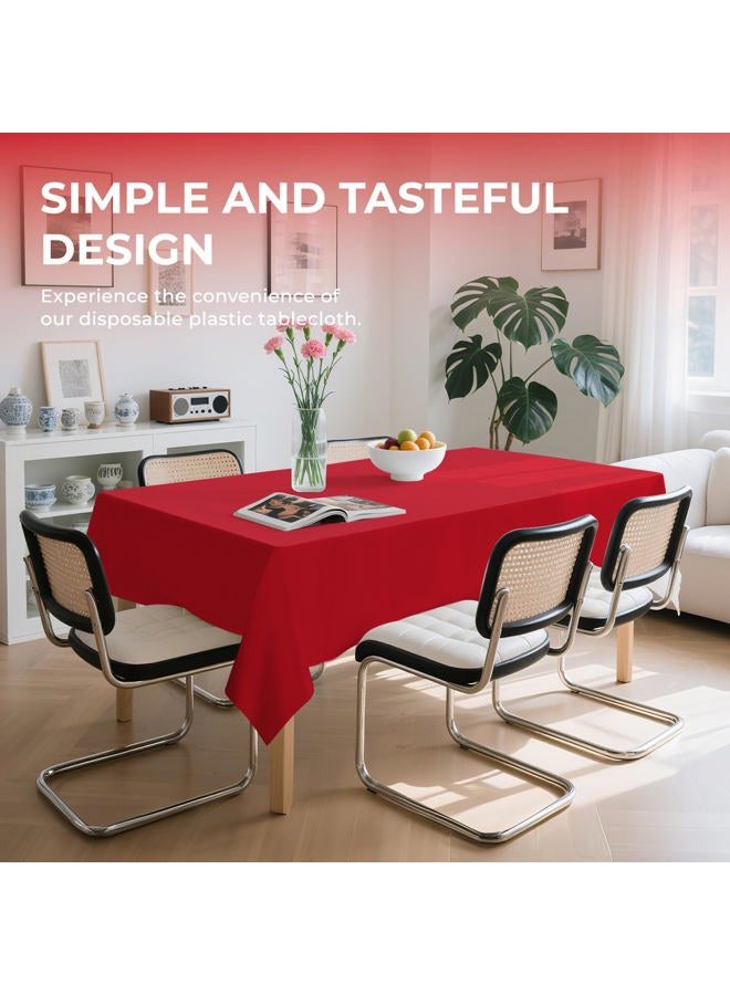 JHDZDHY 6 Pack Premium Disposable Plastic Tablecloth 54" x 108" Party Table Cloths Disposable for 6 to 8 Foot Tables Indoor or Outdoor Parties Birthdays Weddings Christmas Anniversary Buffet Table (Red) - Image 3