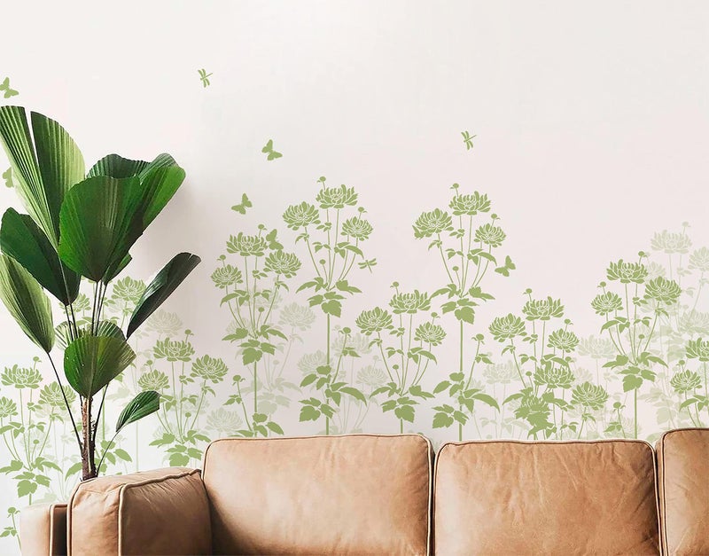WallDesign Floral Lawn Stencils for Wall Painting on Living Room, Bedroom, Home Wall Art Decoration (9 inch x 35 inch Design Size) - Image 4