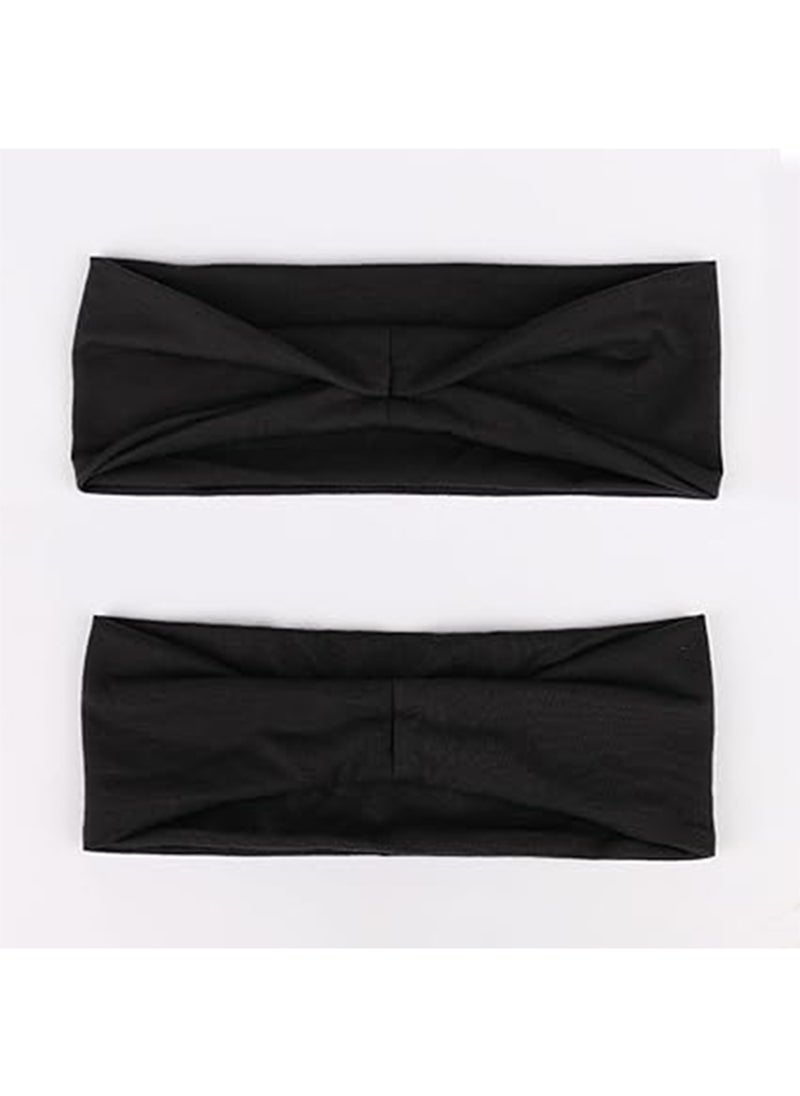 Generic Fashion Headbands For Women Wide Headband Yoga Workout Head Bands Hair Accessories(Black)  - Image 3