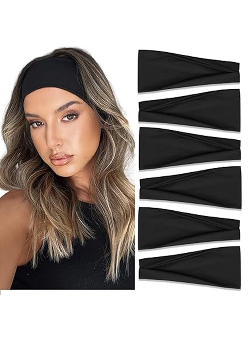 Generic Fashion Headbands For Women Wide Headband Yoga Workout Head Bands Hair Accessories(Black)  - Image 2