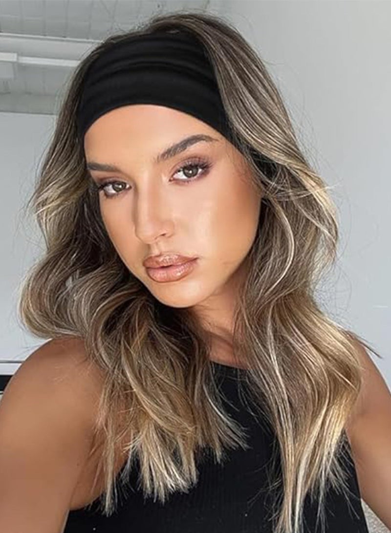 عصابات رأس عصرية للنساء، عصابة رأس عريضة لممارسة اليوجا والتمارين الرياضية(اسود) - Image 1