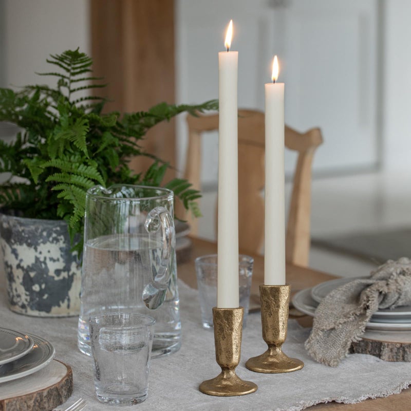 SUJUN Handcrafted Antique Brass Iron Taper Candle Holders - Set of 2 Elegant Candlesticks for Weddings, Dining, and Parties, Timeless DÃ©cor Accent - Image 3