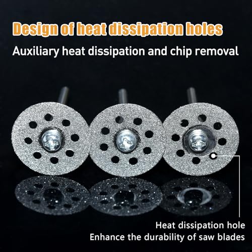 FOTYBEI 20 pcs 545 Diamond Cutting Wheel Cut Off Discs Coated (22mm) for Dremel Rotary Tool with 402 Mandrel (3mm) 4pcs and Screwdriver for Rotary Tool Accessories - Image 3