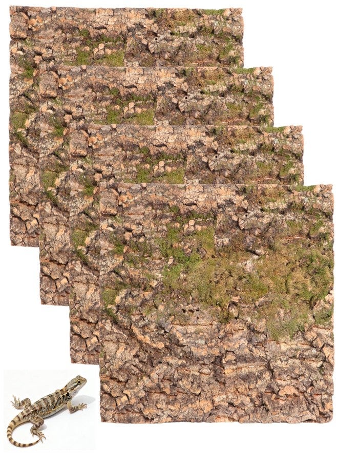 NIMBLOOM 4 Pcs Cork Terrarium Background, 15.7 x 11.8 in Reptile Cork Bark Mat, Natural Cork Large Bark Climbing Mat, Easy Cut Bark Backdrop Wall Decor for Aquarium, Vivarium, Reptile Habitat - Image 1