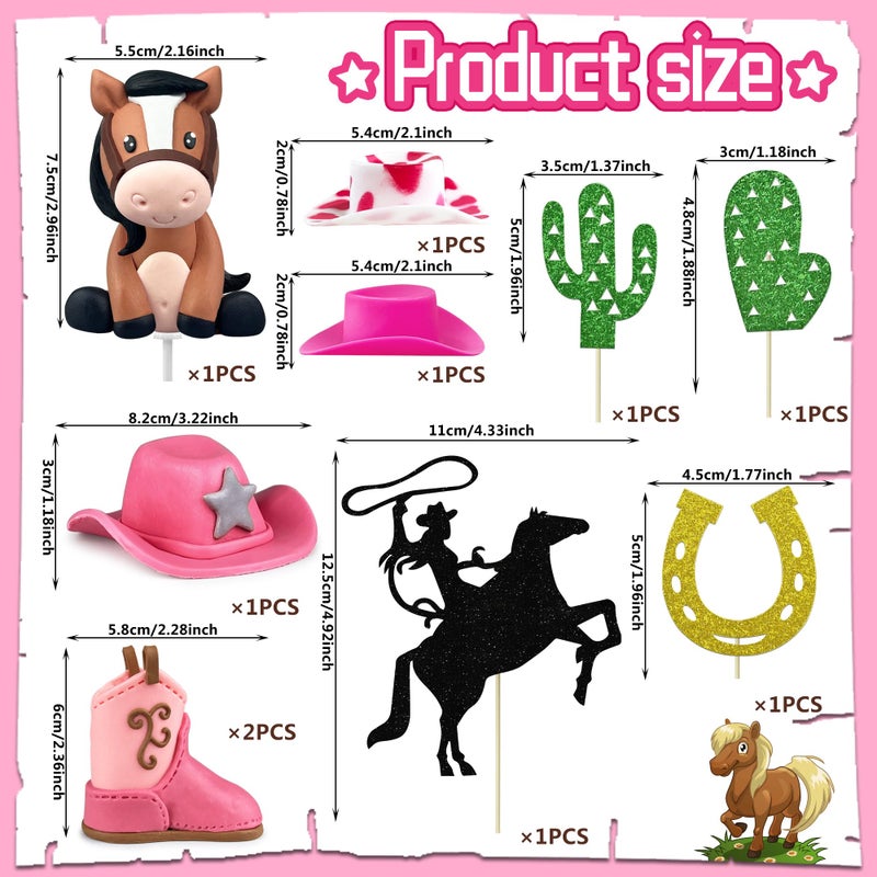 KEEPARTY Cowgirl Cake Decorations Cowgirl Hat and Boot Cake Toppers Western Cowboy Cowgirl Birthday Baby Shower for Western Theme Party Favors Supplies - Image 2