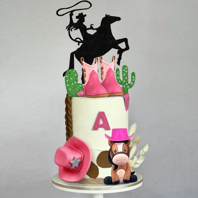 KEEPARTY Cowgirl Cake Decorations Cowgirl Hat and Boot Cake Toppers Western Cowboy Cowgirl Birthday Baby Shower for Western Theme Party Favors Supplies - Image 3