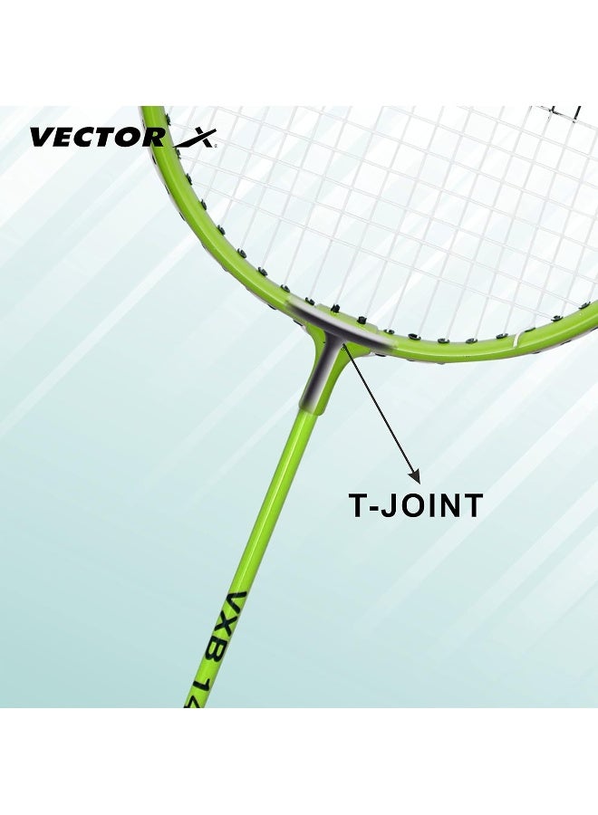 Vector X VXB 140 Aluminum Badminton T Joint Racket Set – 3 Pack With Nylon Shuttles With Full Cover - Green - Image 5