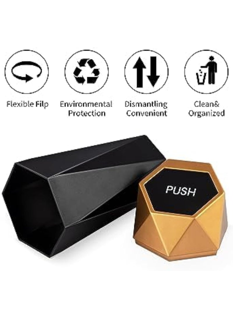 Cazadora Premium Car Trash Can — Diamond Exterior Pattern & Luxury Gold + Black Finish — Automatic Snap-Close Lid for Odor Control — Removable Inner Liner for Fast Cleaning — Portable, Compact 5.3 L Car Bin for Sedan, SUV, Truck — Multi-Use Car & Home Organizer for Cupholders, Consoles, Rear Seat, Trunk & Office — Leak-Resistant Plastic Construction, Lightweight (est. 0.35 kg), Space-Saving 8×8×20 cm Profile, Includes Travel-Friendly Lid & Stable Base — Perfect Gift for Drivers, Families & Ride-Share Professionals — Durable, Stylish, Easy-Install, Universal Fit for Noon KSA Shoppers Looking for Practical Car Gadgets & Automotive Accessories with an Elegant Diamond Design and Hassle-Free Maintenance - Image 5