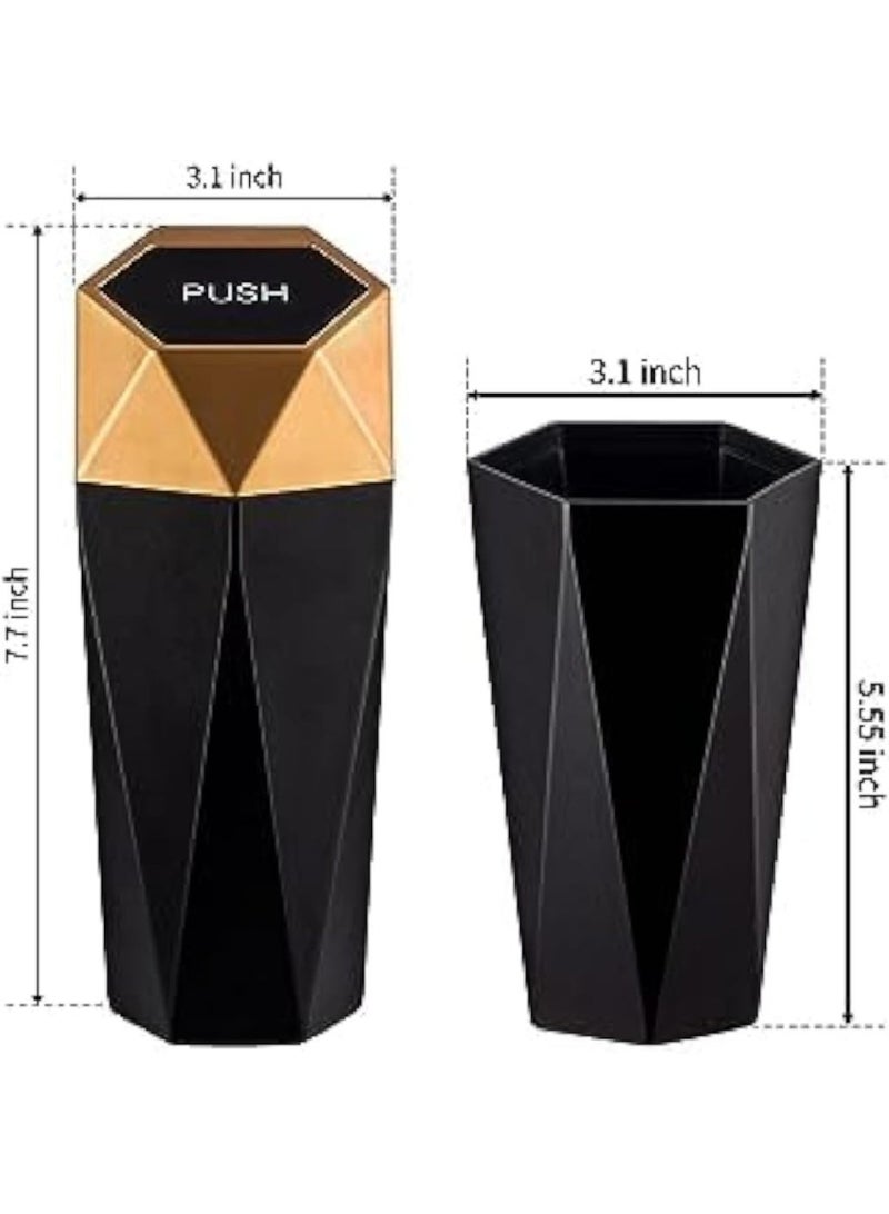 Cazadora Premium Car Trash Can — Diamond Exterior Pattern & Luxury Gold + Black Finish — Automatic Snap-Close Lid for Odor Control — Removable Inner Liner for Fast Cleaning — Portable, Compact 5.3 L Car Bin for Sedan, SUV, Truck — Multi-Use Car & Home Organizer for Cupholders, Consoles, Rear Seat, Trunk & Office — Leak-Resistant Plastic Construction, Lightweight (est. 0.35 kg), Space-Saving 8×8×20 cm Profile, Includes Travel-Friendly Lid & Stable Base — Perfect Gift for Drivers, Families & Ride-Share Professionals — Durable, Stylish, Easy-Install, Universal Fit for Noon KSA Shoppers Looking for Practical Car Gadgets & Automotive Accessories with an Elegant Diamond Design and Hassle-Free Maintenance - Image 3