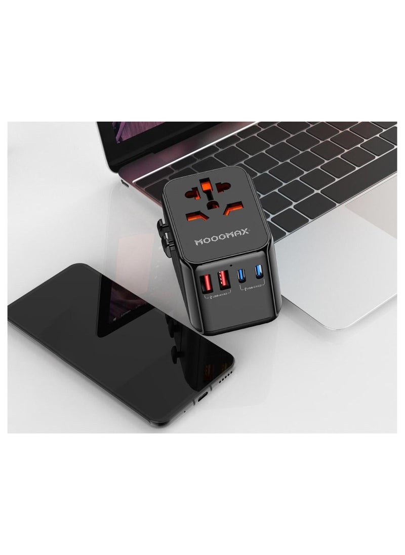 موجماكس محول السفر العالمي MOOGMAX: طاقة عالية 100 واط، وتوافق عالمي، وشحن USB ذكي للمسافرين حول العالم  - Image 2