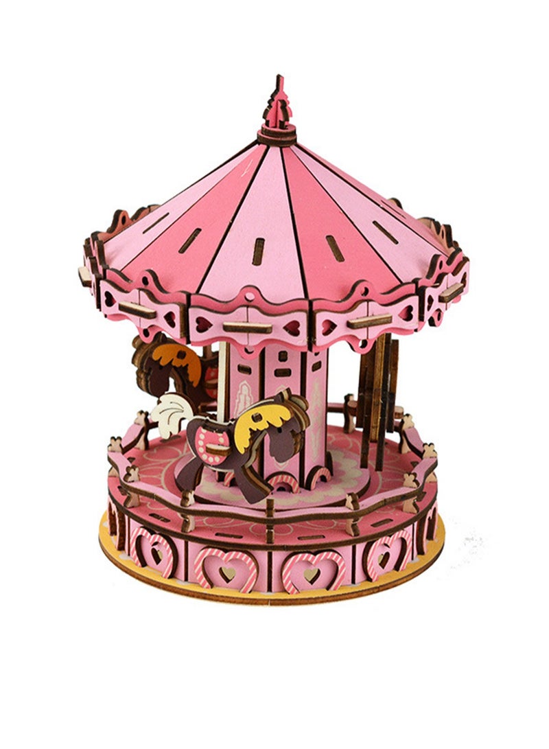 Children's Educational Toy Wooden 3D Puzzle Carousel - Image 1