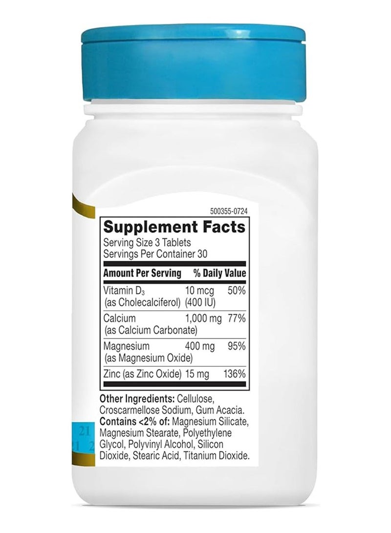 21st Century Calcium Magnesium Zinc +D3 90 Tablets - Image 2