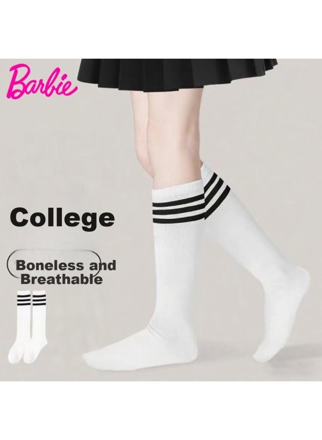 Barbie Children's Mid-tube Socks Summer Thin Long Tube Socks Girls Calf Socks Long Socks Girls Spring And Autumn High Tube College Style Socks - Image 1