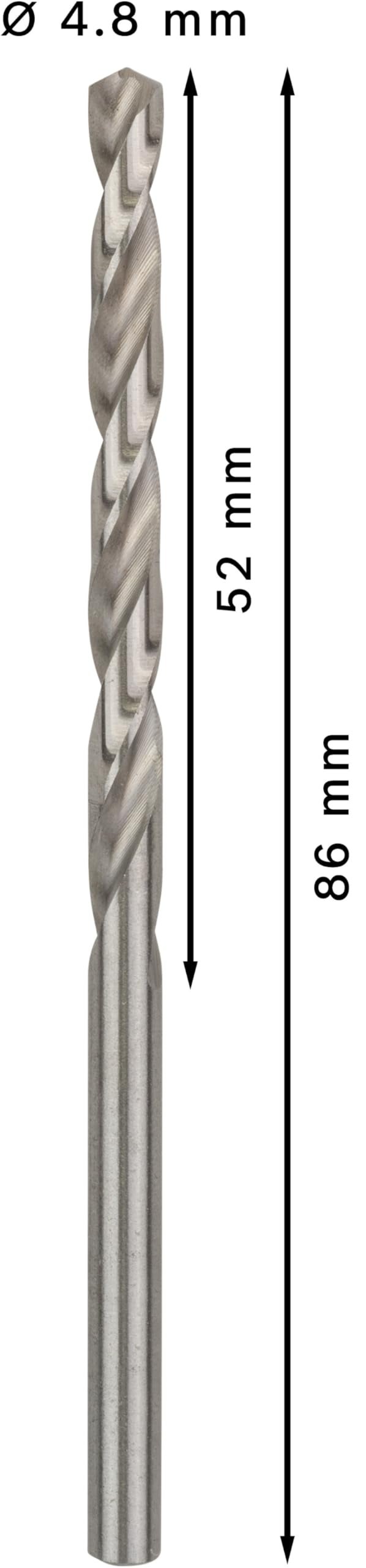 Bosch Professional Metal Drill Bits HSS-G With Diameter 4.8mm, Working Length- 52mm, Total Length- 86mm, Pack Of 10 - Image 3