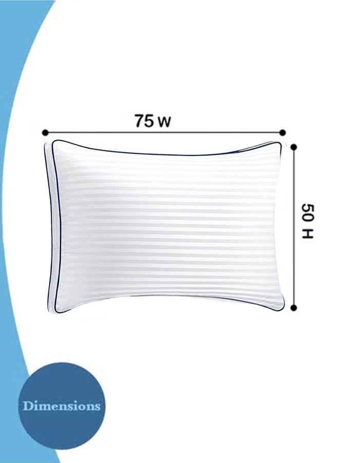 Eworld Set of 2 Premium Down Alternative Filled Bed Pillows in White Stripes with Breathable Cover, Double Piping, and Plush Bounce-Back Design - Image 2