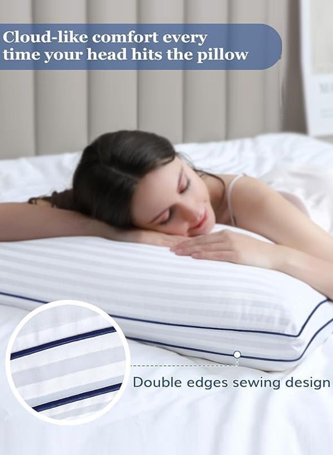Eworld Set of 2 Premium Down Alternative Filled Bed Pillows in White Stripes with Breathable Cover, Double Piping, and Plush Bounce-Back Design - Image 4