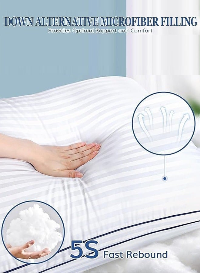 Eworld Set of 2 Premium Down Alternative Filled Bed Pillows in White Stripes with Breathable Cover, Double Piping, and Plush Bounce-Back Design - Image 5