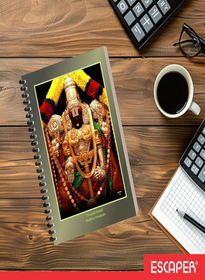 ESCAPER Devotional Diary Notebook, A5 Size, 160 Ruled Pages, Notepad For Students Smooth Writing, Spiral Binding Notebook, Designer Diary, Ideal For Office, Personal & Gift (1, Tirupati Balaji) - Image 5