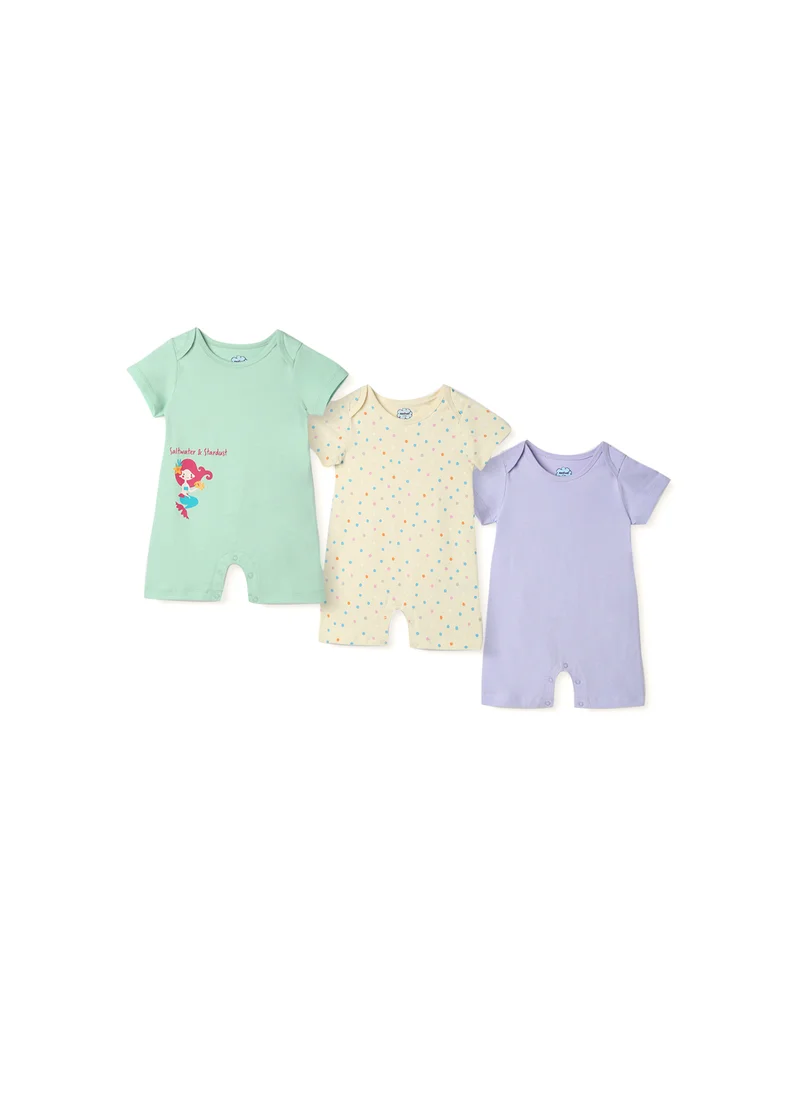 Nautinati Nautinati Infants' Cotton Pack of 3 Ocean Print Romper