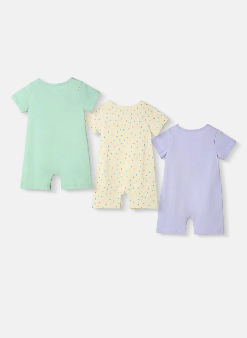 Nautinati Nautinati Infants' Cotton Pack of 3 Ocean Print Romper