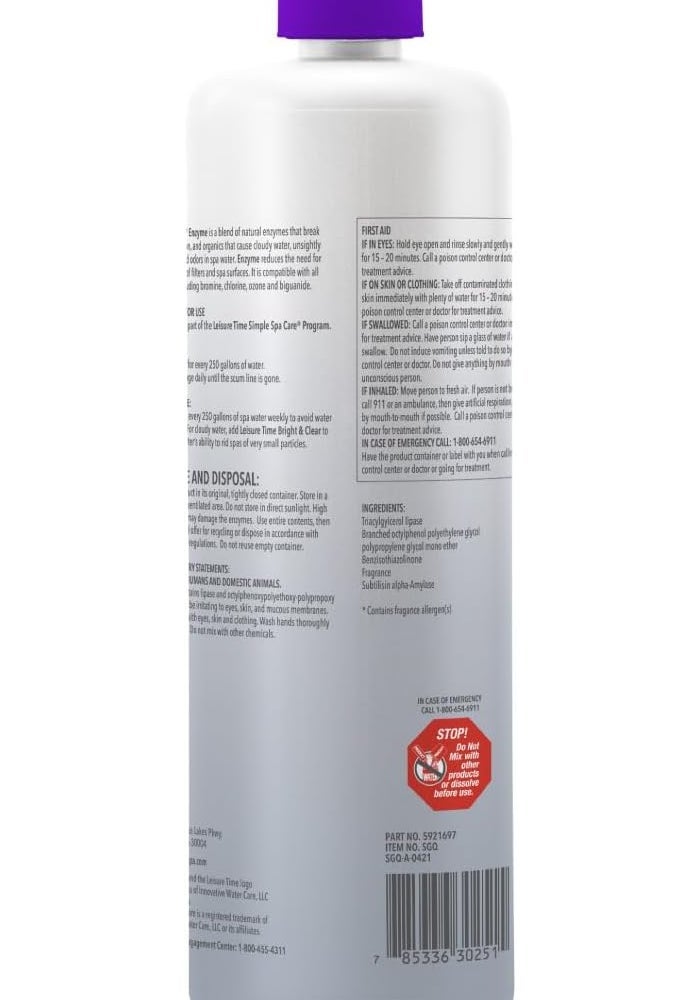 Leisure Time SGQ Simple Spa Care Enzyme for Hot Tub Oils - 32 Ounces - Image 2