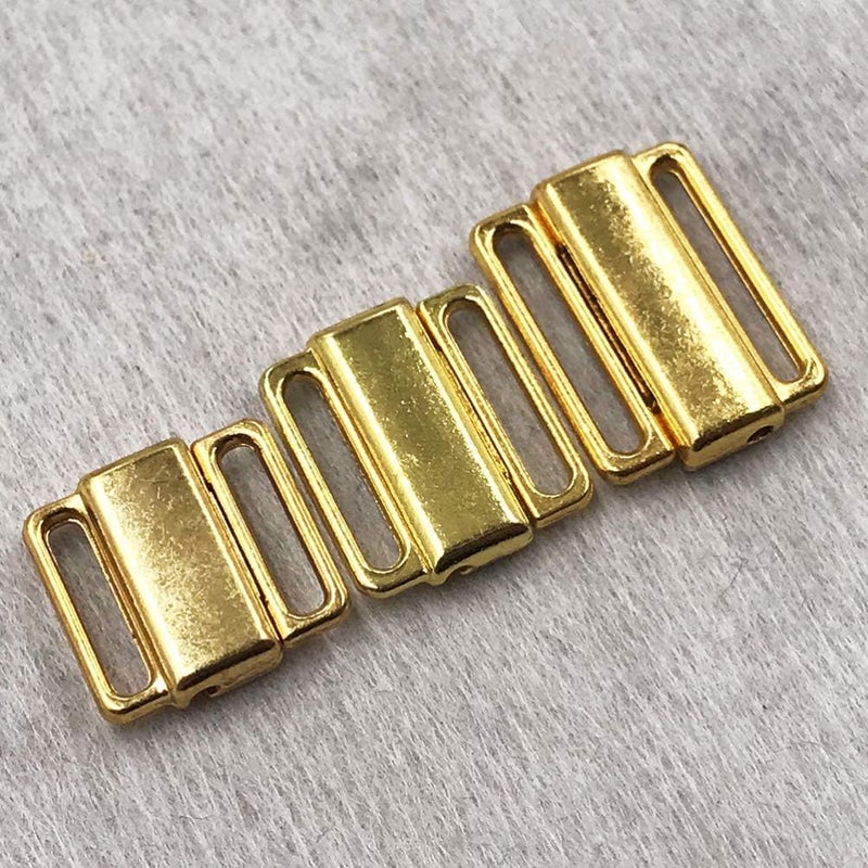 comfrt 50pcs Metal Tape Closures Waist Extender Hooks Eyes Clasps Sewing Garment Clasps Hooks for DIY Craft Bra Swimsuit 12mm (Golden) - Image 5