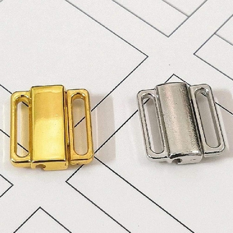 comfrt 50pcs Metal Tape Closures Waist Extender Hooks Eyes Clasps Sewing Garment Clasps Hooks for DIY Craft Bra Swimsuit 12mm (Golden) - Image 4