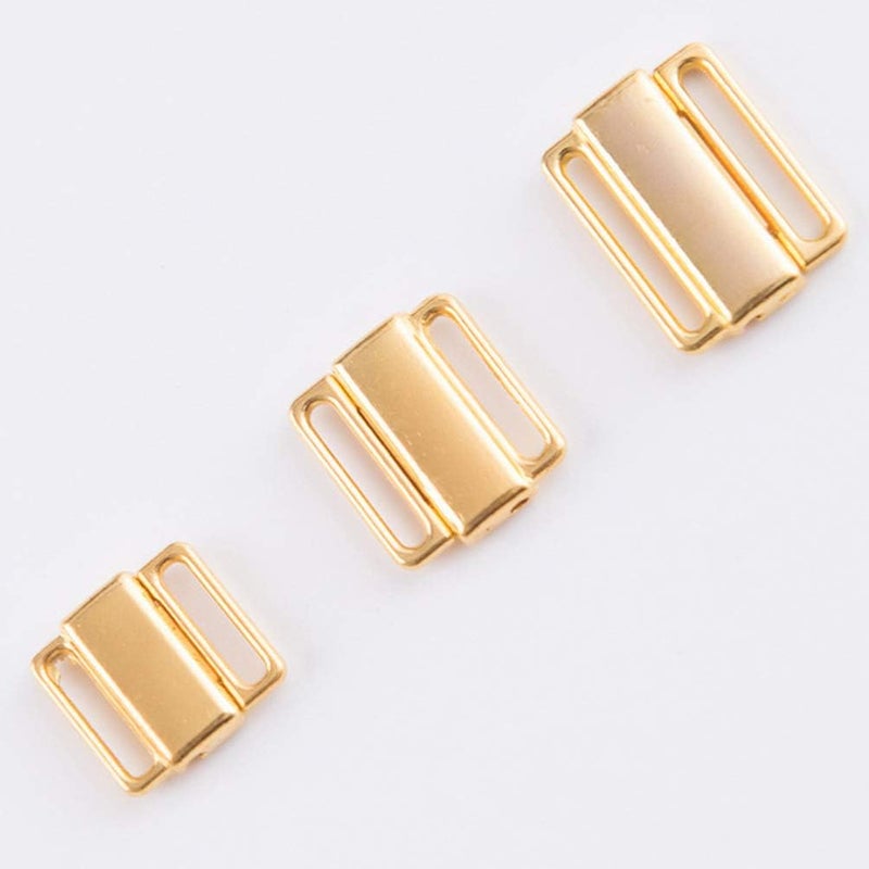 comfrt 50pcs Metal Tape Closures Waist Extender Hooks Eyes Clasps Sewing Garment Clasps Hooks for DIY Craft Bra Swimsuit 12mm (Golden) - Image 3