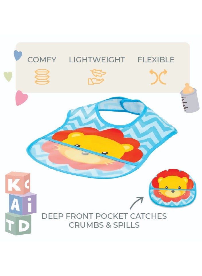 Nurtur PP Bib with Pocket - Character Print - Lion/Boy - Pack of 1 - Image 2