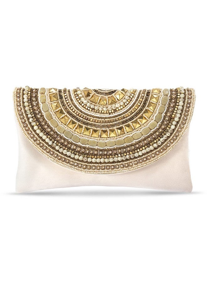 Peora Clutch Purses for Women Wedding Handmade Evening Handbags Party Bridal Clutch (C12CRM) Cream - Image 1