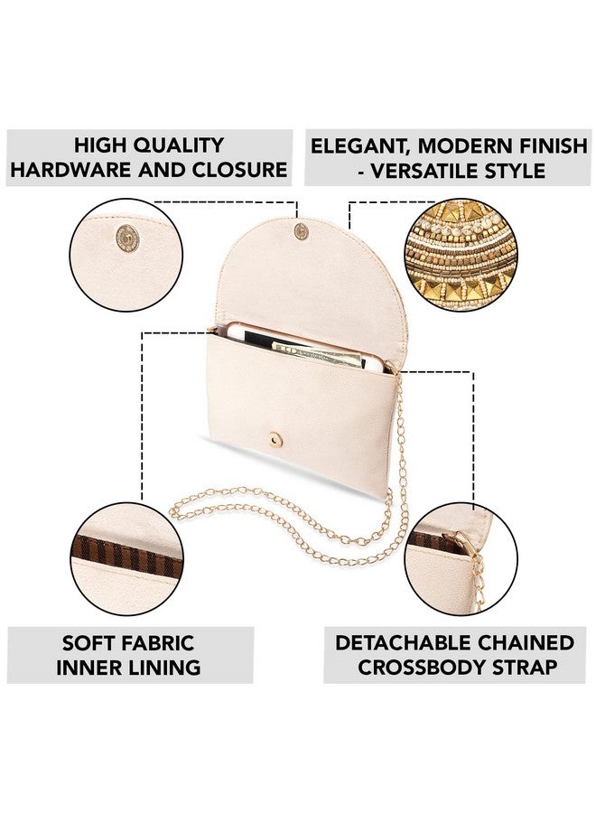 Peora Clutch Purses for Women Wedding Handmade Evening Handbags Party Bridal Clutch (C12CRM) Cream - Image 3