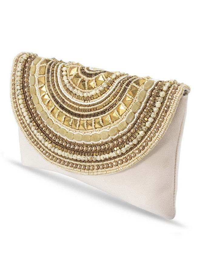 Peora Clutch Purses for Women Wedding Handmade Evening Handbags Party Bridal Clutch (C12CRM) Cream - Image 5