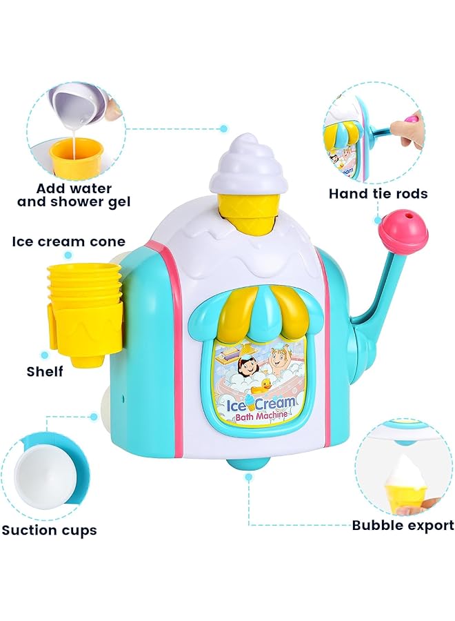 Excefore Bath Toys For Toddlers Ages 3 5 Ice Cream Foam Maker Bathtub Toy With Hooks Bathtub Bubble Machine Pretend Cake Play Set For Kids Boys Girls 3 5 Years Old - Image 3