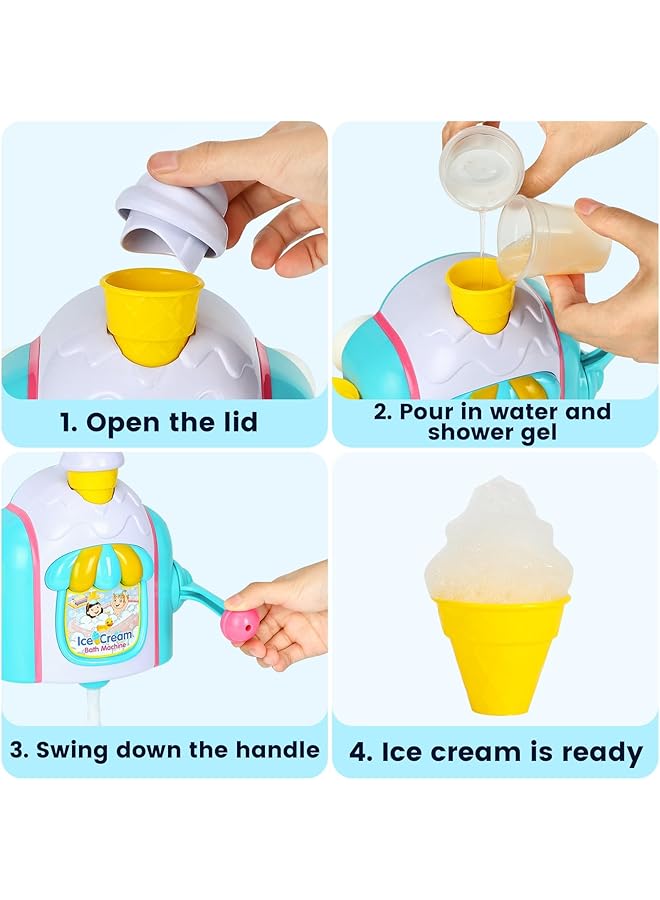 Excefore Bath Toys For Toddlers Ages 3 5 Ice Cream Foam Maker Bathtub Toy With Hooks Bathtub Bubble Machine Pretend Cake Play Set For Kids Boys Girls 3 5 Years Old - Image 2