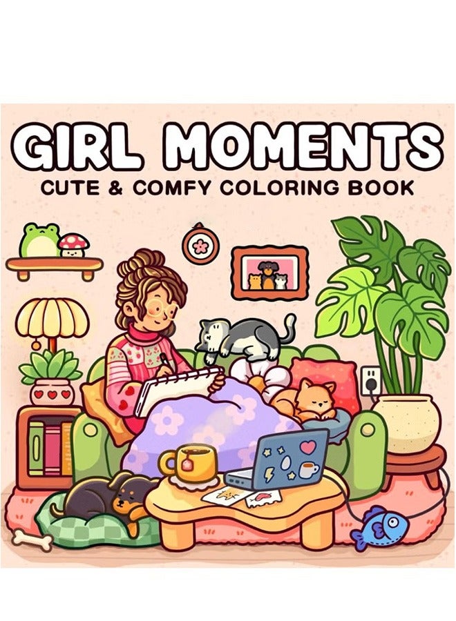 general Girl Moments: A Stress-Relief Coloring Book for Adults & Teens - Cute & Cozy Daily Activities, Mindfulness Illustrations | Relaxing Anti-Anxiety Art Therapy (Cozy Spaces Collection) - Image 1