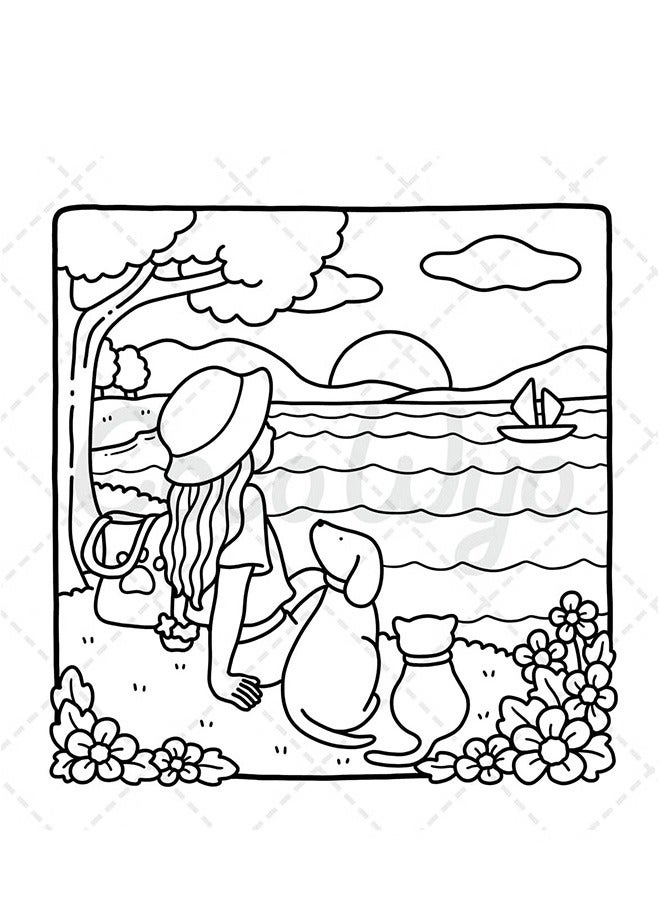 general Girl Moments: A Stress-Relief Coloring Book for Adults & Teens - Cute & Cozy Daily Activities, Mindfulness Illustrations | Relaxing Anti-Anxiety Art Therapy (Cozy Spaces Collection) - Image 5