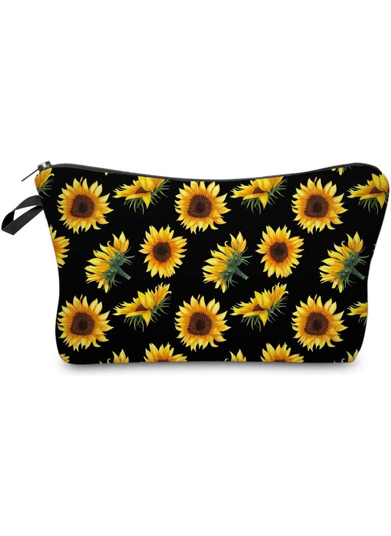 deanfun - Deanfun Makeup Case Small, Cosmetic Zipper Bag Waterproof for Purse Mini, Women Cute Traveling Accessories Pouch for Ladies Thanksgiving Christmas Gifts(Sunflower D2-52355) - Image 1