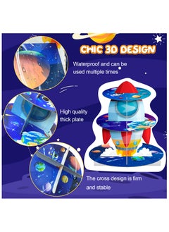 FRUITFUL PARTY Space Cupcake Stand, 3 Tiers Space Theme Cupcake Stand, Space Cupcake Holder & Space Theme Dessert Tower, for Boys/Girls Space Themed Party Decorations & Outer Space Birthday Decorations  - Image 4