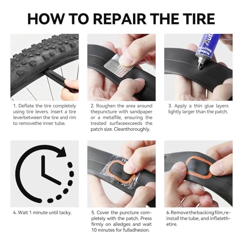 AUTOWN Bike Tire Repair Kit, 32PCS Bicycle Inner Tube Patch Kit with Patches, Tire Levers, Rubber Repair Sealants and Portable Case for Bikes, Motorcycles & Inflatable Tubes - Image 5