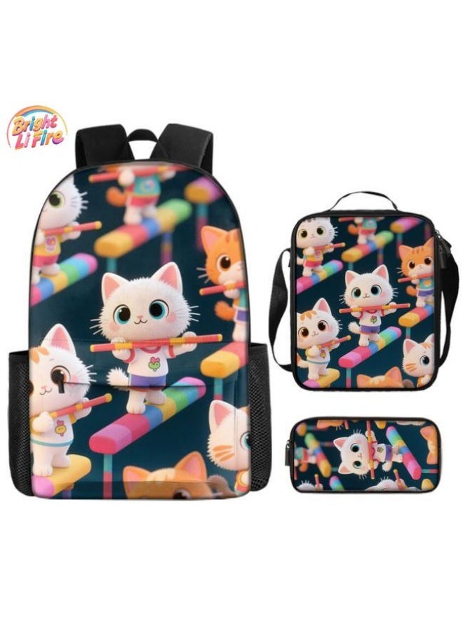 Bright Li Fire Unlock the new fashion of childish fun! Three-piece set of bags, cartoon elements for children and teenagers (students, children, friends' outings, mountain climbing, schooling, etc. can be used) - 107 - Image 1
