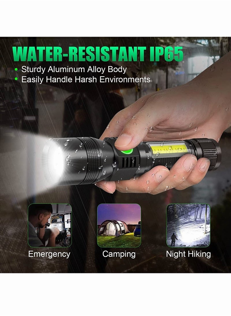 Generic - 1800 Lumen LED Tactical Flashlight, Rechargeable LED Flashlight with Cob Side Light Super Bright Flashlight Battery Powerd Waterproof Handheld Flashlights - Image 1