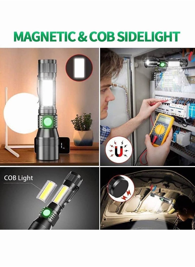 Generic - 1800 Lumen LED Tactical Flashlight, Rechargeable LED Flashlight with Cob Side Light Super Bright Flashlight Battery Powerd Waterproof Handheld Flashlights - Image 1