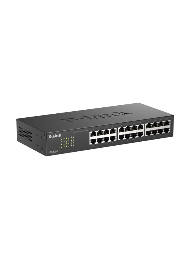 D-Link DGS-1024C 24-Port Gigabit Unmanaged Desktop Switch, 10/100/1000 Mbps RJ-45 Ports, Fanless, Energy-Efficient, Auto MDI/MDIX, Jumbo Frame Support, Store-and-Forward, QoS, Plug-and-Play, Layer 2 Networking Black - Image 2