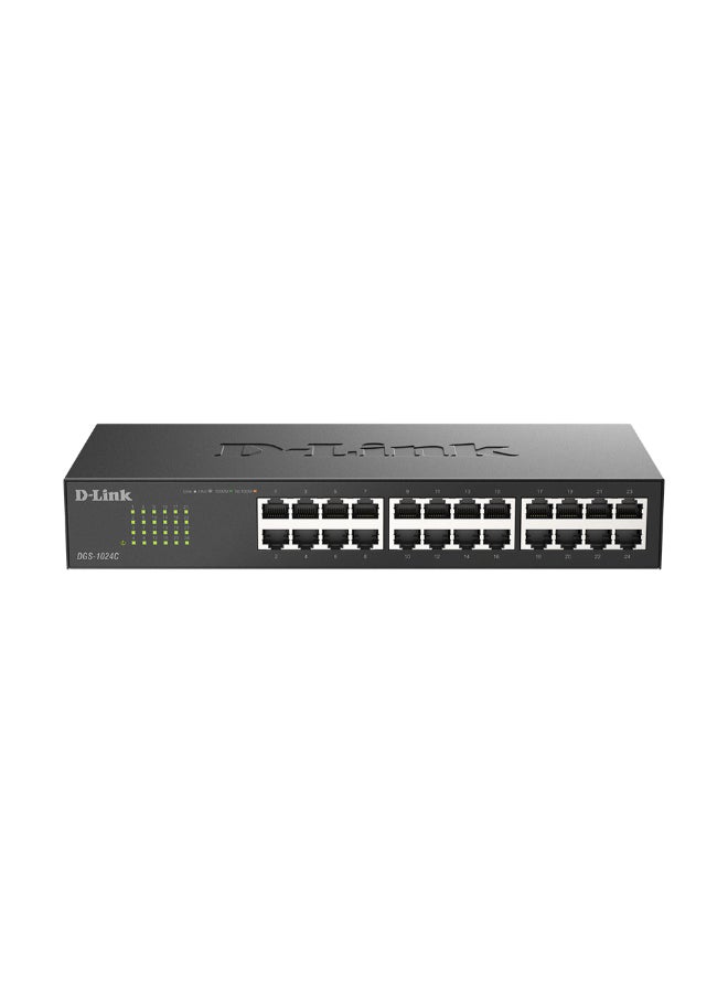 D-Link DGS-1024C 24-Port Gigabit Unmanaged Desktop Switch, 10/100/1000 Mbps RJ-45 Ports, Fanless, Energy-Efficient, Auto MDI/MDIX, Jumbo Frame Support, Store-and-Forward, QoS, Plug-and-Play, Layer 2 Networking Black - Image 1