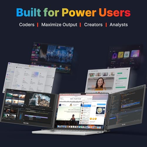 MP New Mobile Pixels Trio 3 Pro Triple Portable Monitor, 14.1" QHD 1400P Monitor with Built-in Kickstand, Expand to Triple Screens with USB-C, 65W Pass-Through Charging, Compatible with Mac & Windows - Image 5