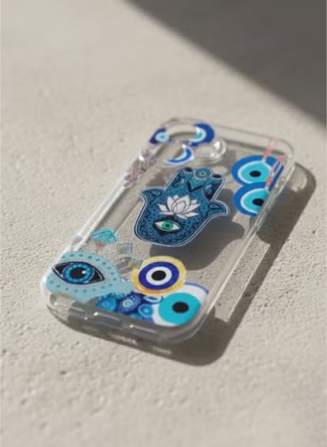 Grace ​back cover IPhone 16 - Catchy & Trendy: "Mystical Vibes: Blue Evil Eye & Hamsa Nazar Protective Case For Iphone 16 - Image 4