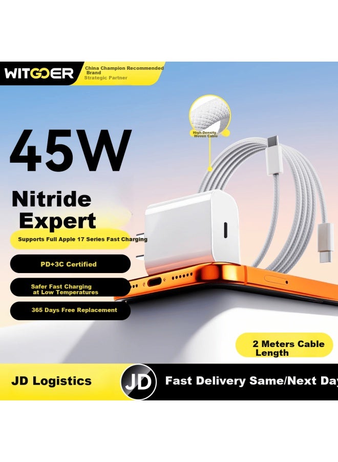 Witgoer 45w/40w Gan Charger Set With 3c Certification For Iphone 17/16/15 Pro Max, Type-c Cable - Image 1
